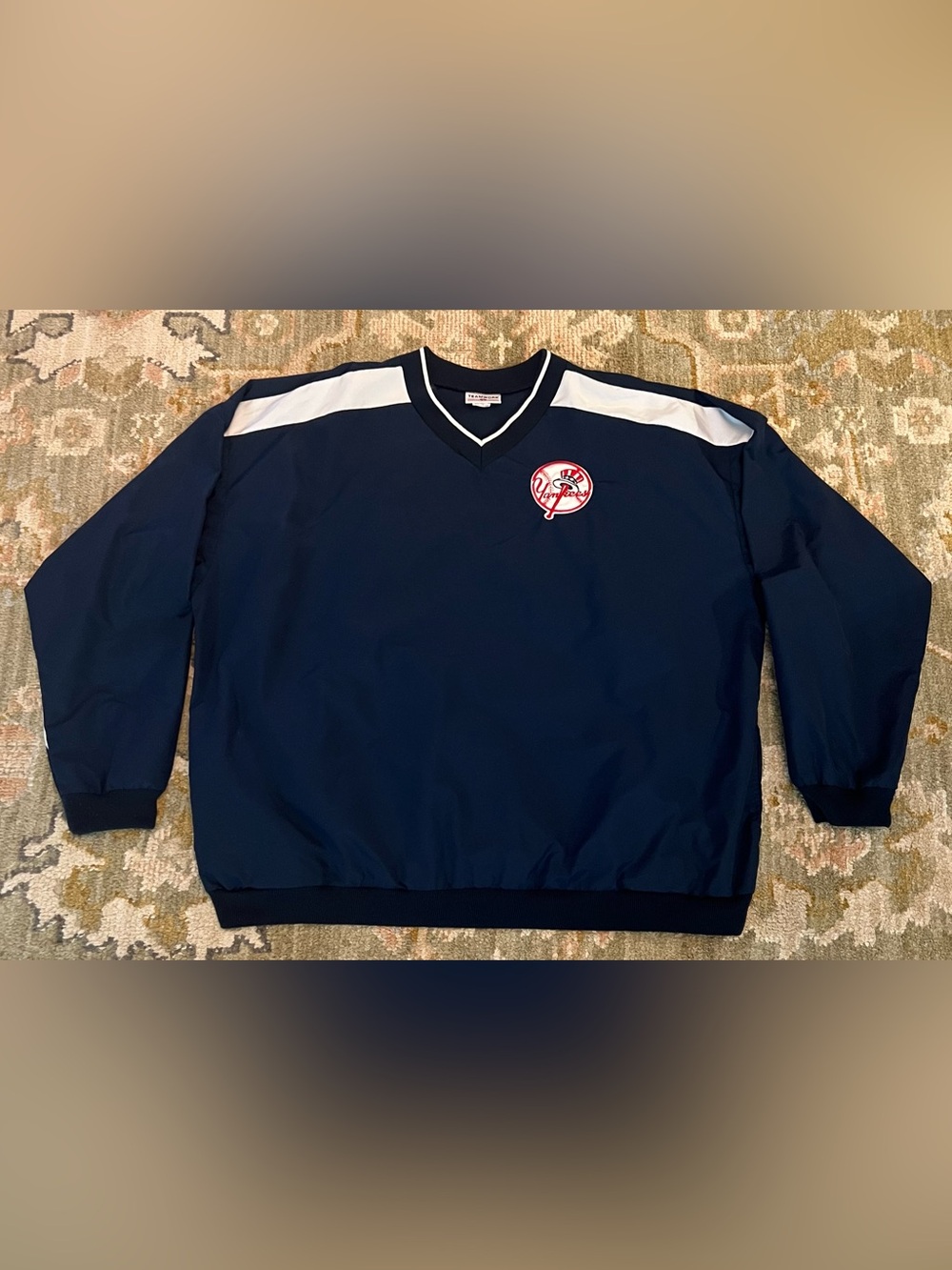 New York Yankee Vintage Teamwork Pullover Men’s Size XXL Navy And White USA Made
